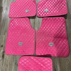 Hot Pink Crystal Bling Auto Floor Mats - 5 pc